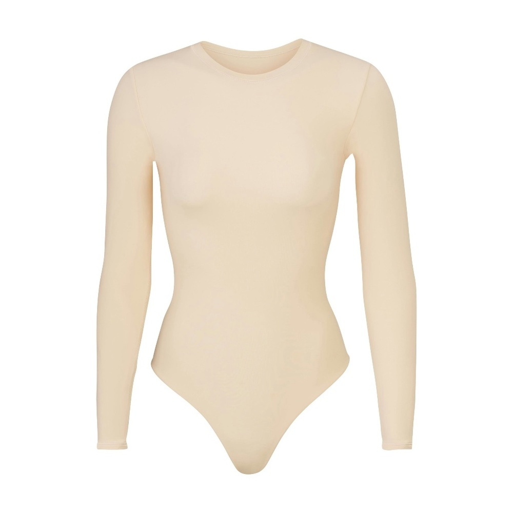Skims Long Sleeve Sand Crew Neck Body Suit Size medium